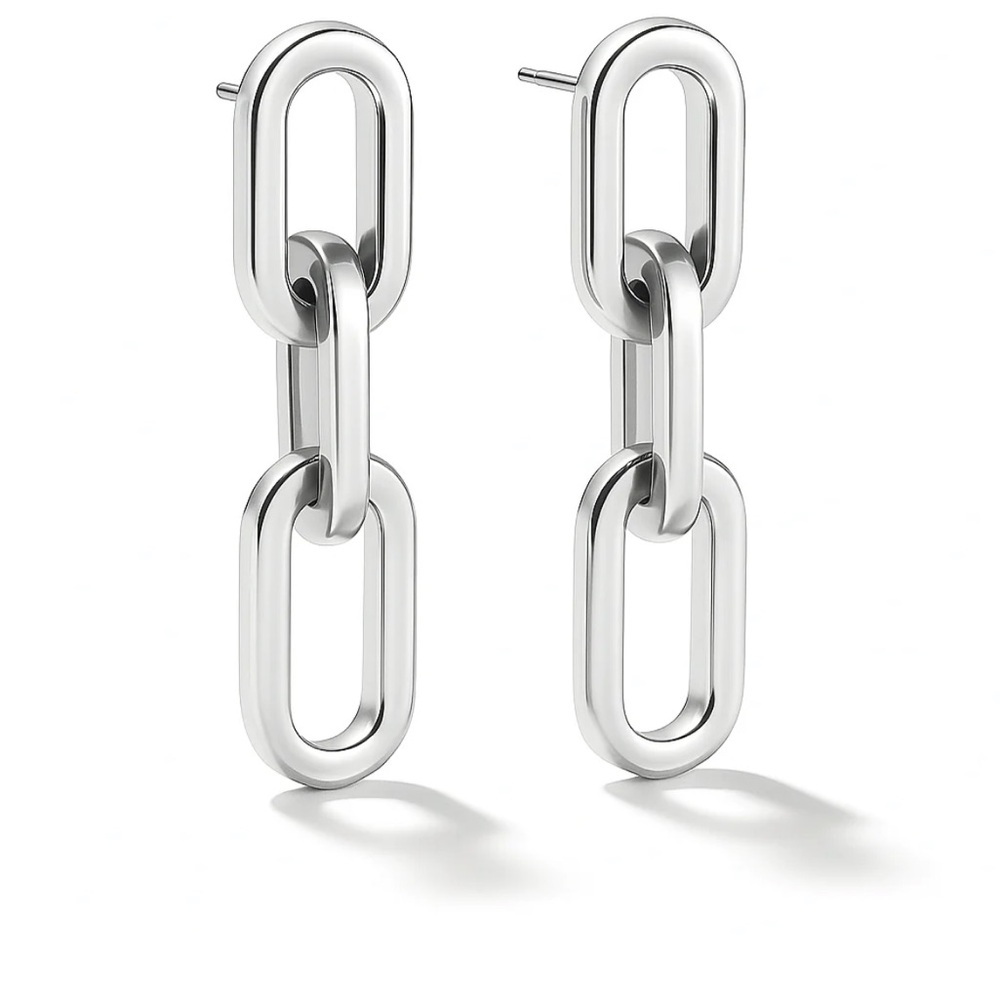 Sleek Silver Chain Link Earrings